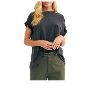 Free People Rubi Ripped Pocket T-Shirt in Lavender